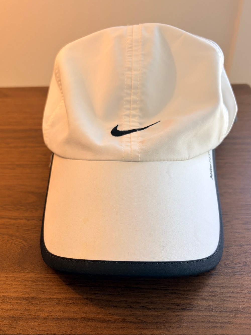 Y2K Nike White Cap with Black Swoosh and Trim